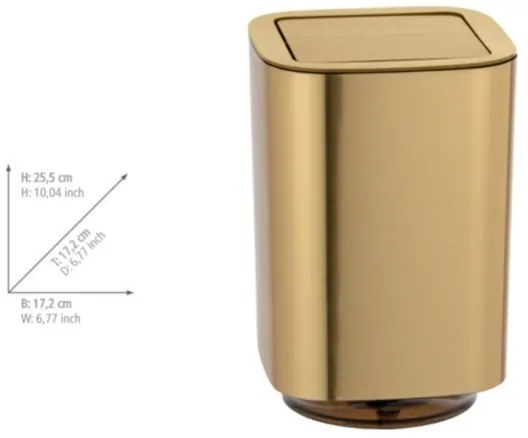 WENKO 24163100 - Pattumiera AURON 17x25,5 cm dorata