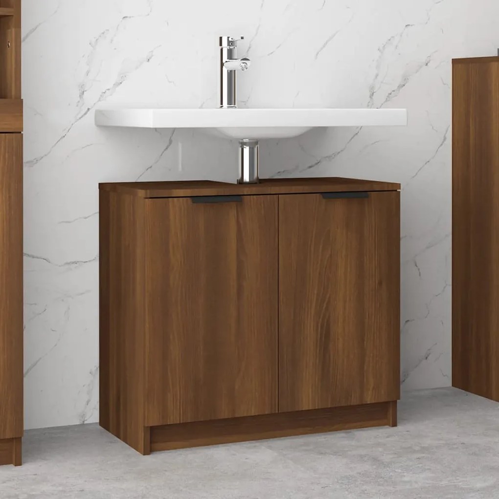 Mobile bagno rovere marrone 64,5x33,5x59cm in legno multistrato