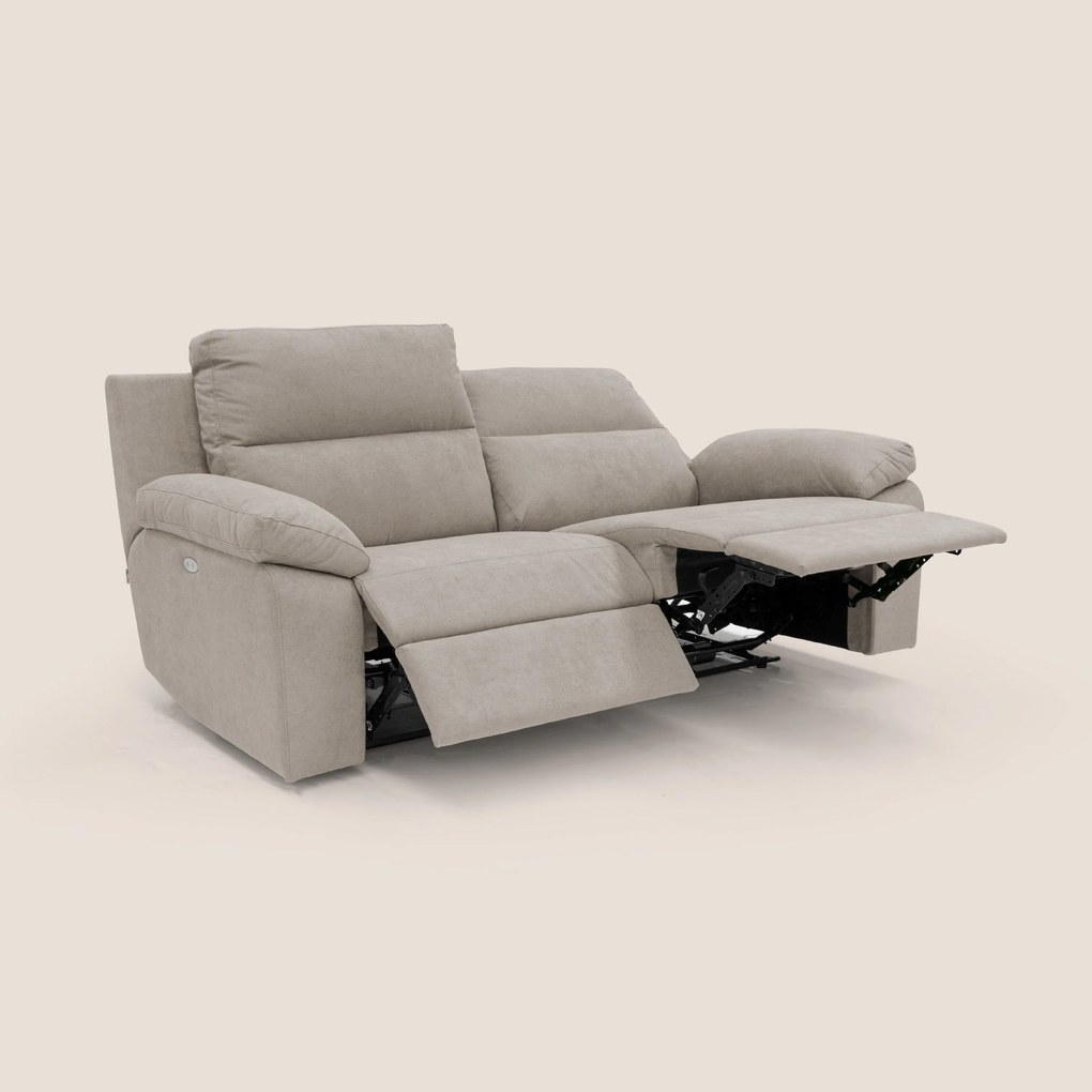 Romeo Divano relax con recliner elettrico in morbido tessuto impermeabile T02 beige
