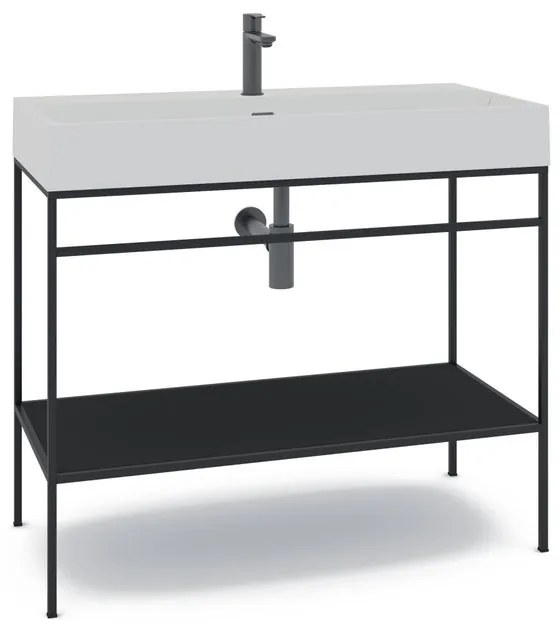 Mobile sottolavabo e lavabo Outline per vasca centrale nero L 100 x H 89 x P 45.5 cm