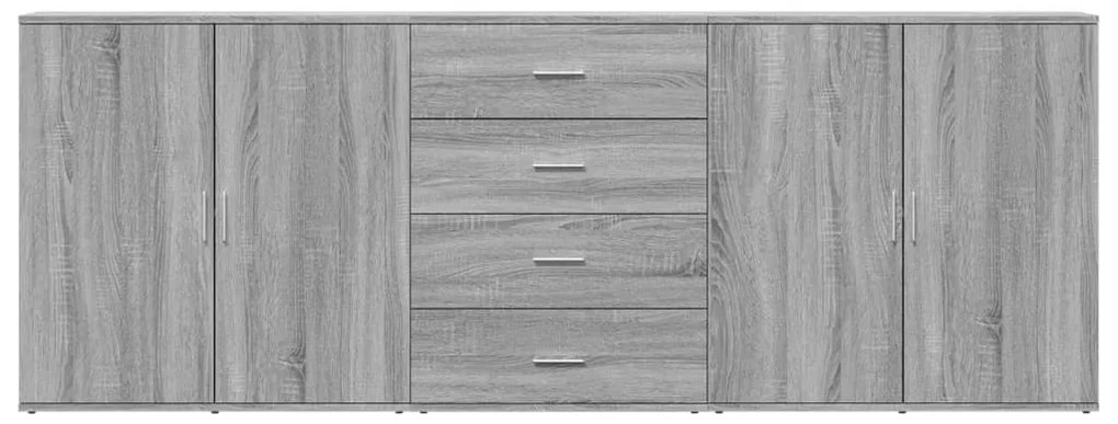 Credenze 3 pz grigio sonoma in legno multistrato