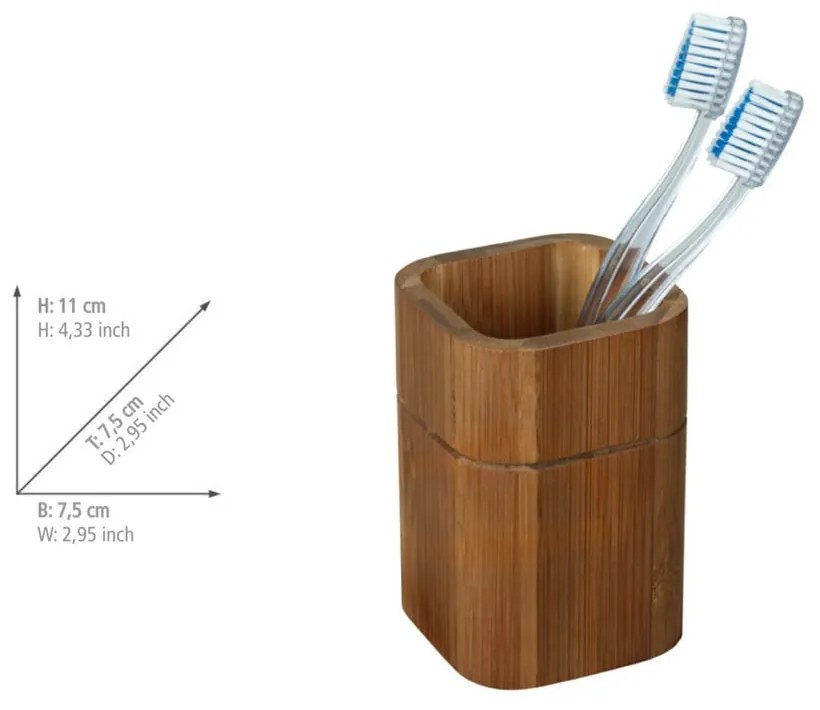 Tazza in bambù marrone per spazzolini da denti Serro - Wenko