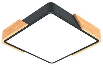 Plafoniera LED Quadrata 18W CCT 30x30cm Legno/Nero