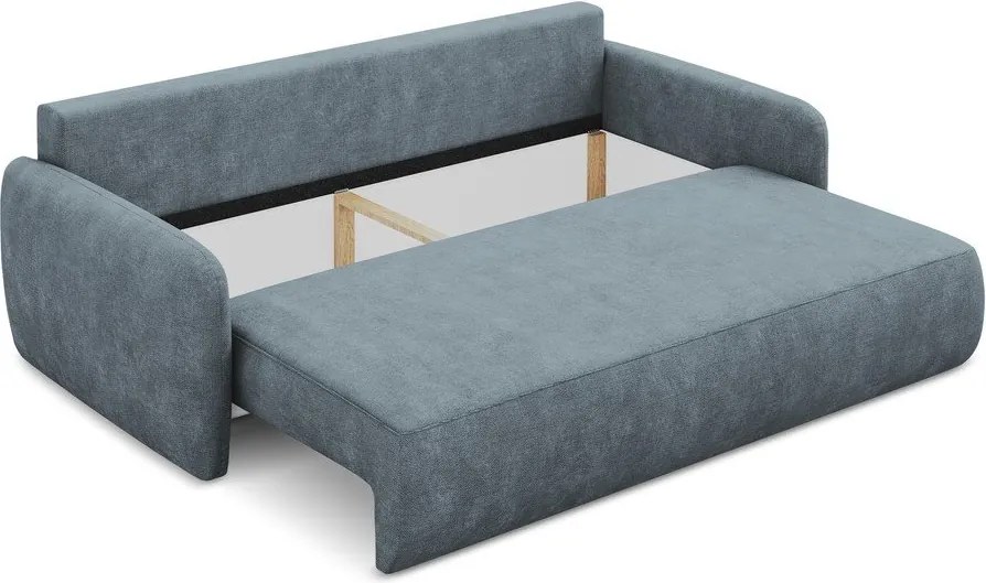 Divano blu polveroso allungabile/con contenitore con rivestimento in ciniglia 218 cm Lilo – Makamii