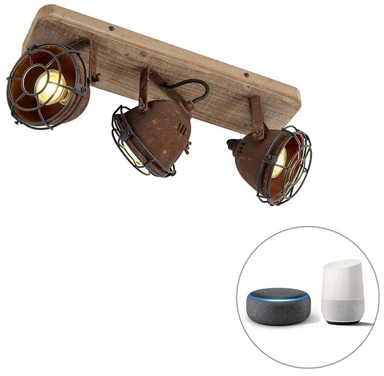 Faretto intelligente marrone ruggine inclinabile incl. 3 GU10 WiFi - Gina