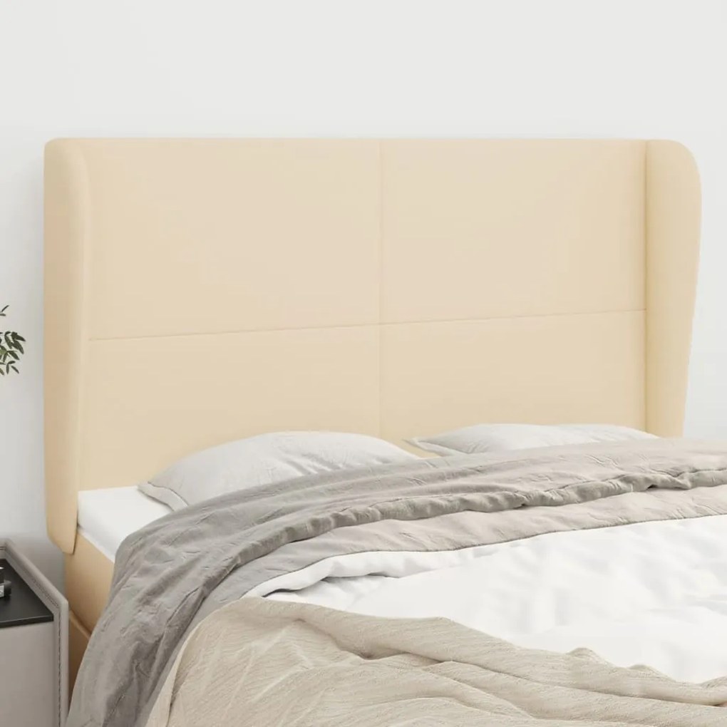 Testiera Ad Orecchio Crema 147 X 23 X 118/128 Cm İn Tessuto /