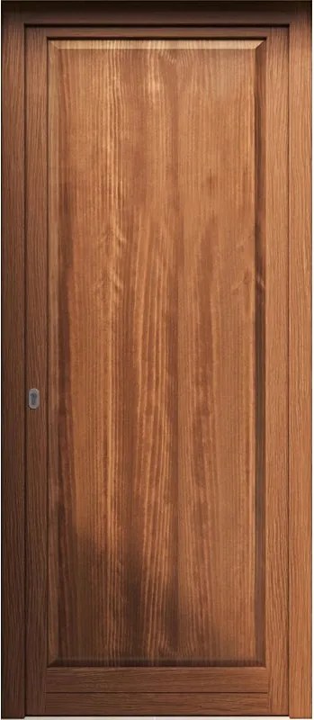 Porta d'ingresso Bugnale 10 L 80 x H 210 cm in legno noce, apertura spingere a destra