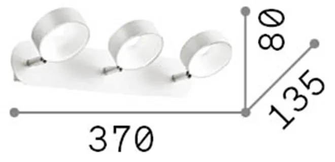 Plafoniera Moderna Oby Metallo Bianco 3 Luci 18W 3000K Luce Calda