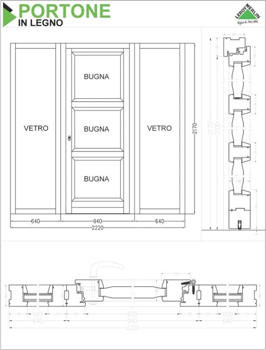 Portoncino d'ingresso Bugnale 41 con vetro L 80 x H 210 cm in legno noce, apertura spingere a destra