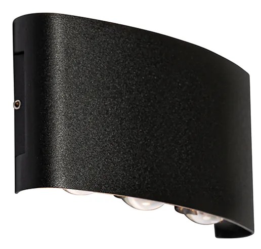 Lampada da parete per esterni nera con LED 6 luci IP54 - Silly