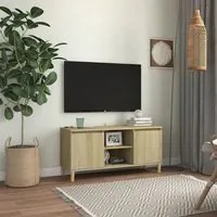 Mobile TV con Gambe in Legno Rovere Sonoma 103,5x30x50 cm 805962