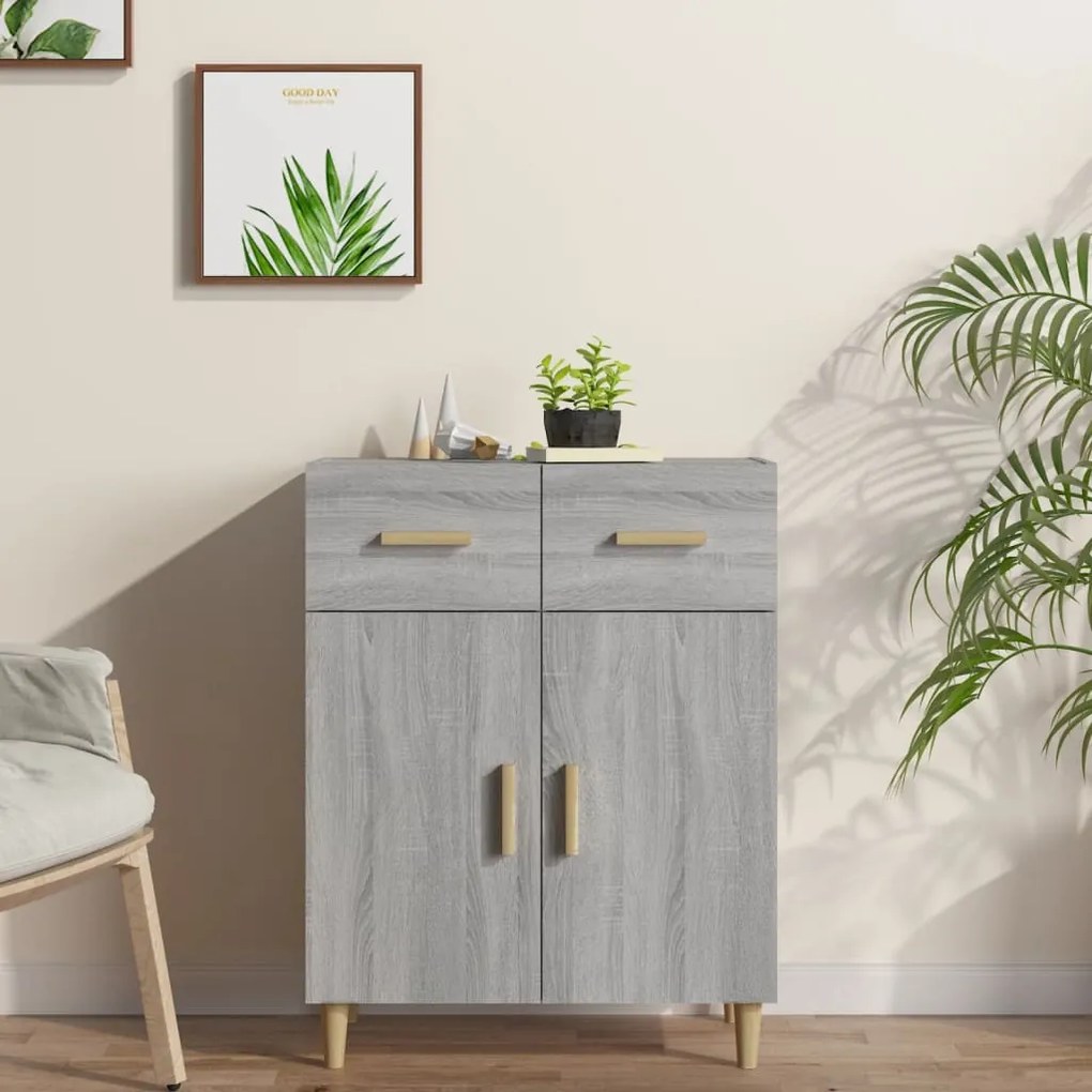 Credenza grigio sonoma 69,5x34x89 cm in legno multistrato