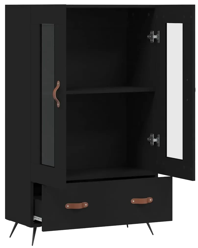 Credenza nera 69,5x31x115 cm in legno multistrato