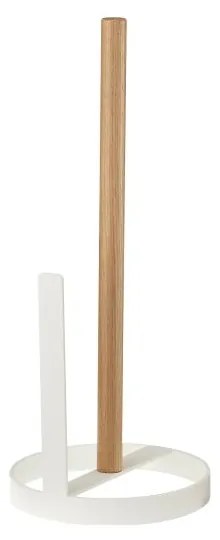 Porta rotolo di carta bianca con dettaglio in faggio Tosca - YAMAZAKI