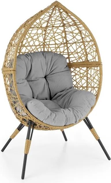 Poltrona da giardino Oskar in rattan/grigio