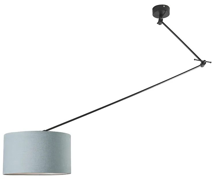 Lampada a sospensione nera con paralume 35 cm blu chiaro regolabile - Blitz