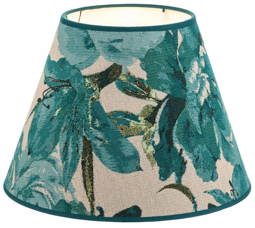 Paralume Sofia altezza 21 cm, motivo floreale turchese Duolla, Blu, Tessuto / Stoffa / Seta