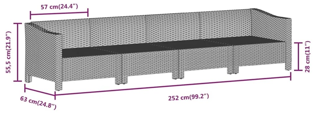 Set Divani da Giardino 5 pz con Cuscini in Polyrattan Grigio