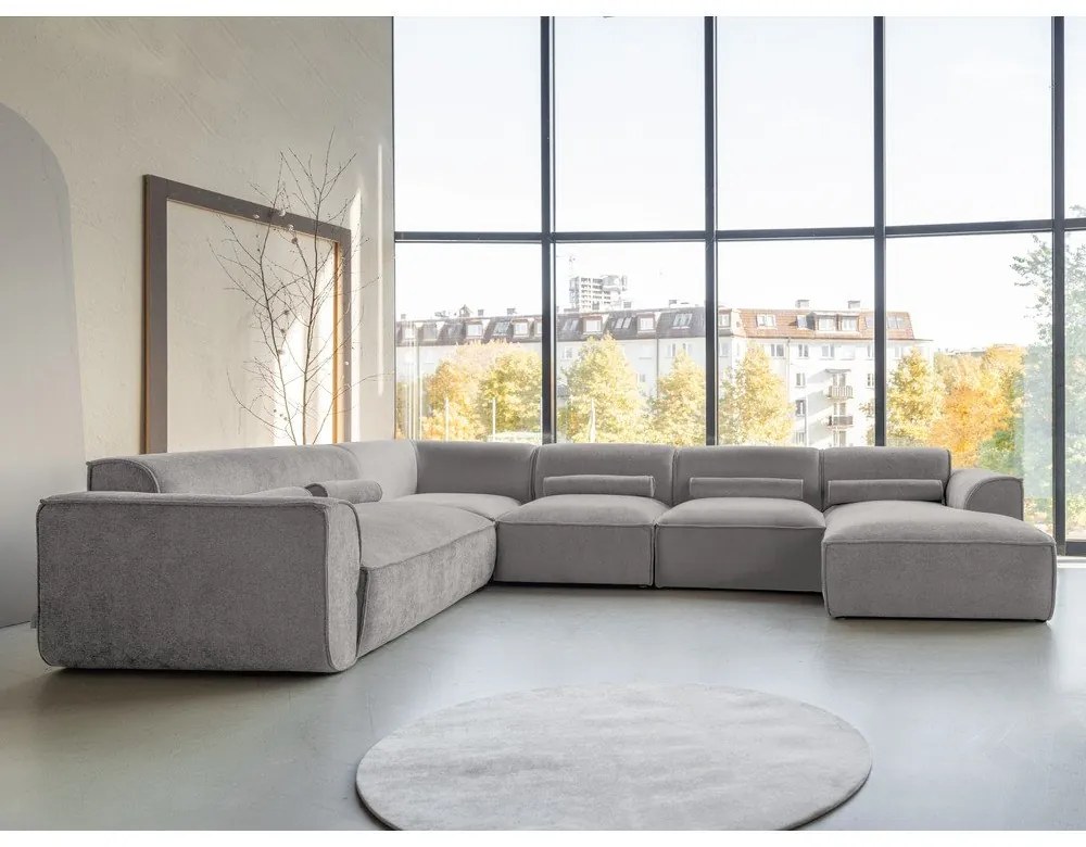 Divano angolare componibile in grigio chiaro (con penisola a sinistra/a forma di "U") Flex Felix – Miuform