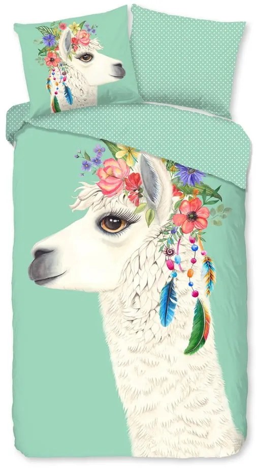 Set copripiumino e federa da bambini color menta in cotone per letto singolo ed esteso 140x220 cm Joey – Good Morning