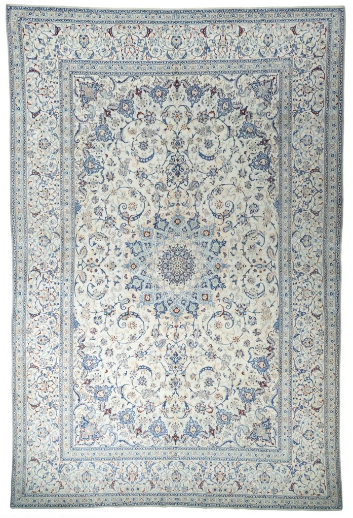 Nain Tappeto 570x380 Beige (Iran) Annodato A Mano