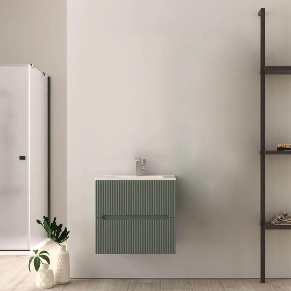 Mobile bagno 60 cm cannettato Verde Opaco Riga