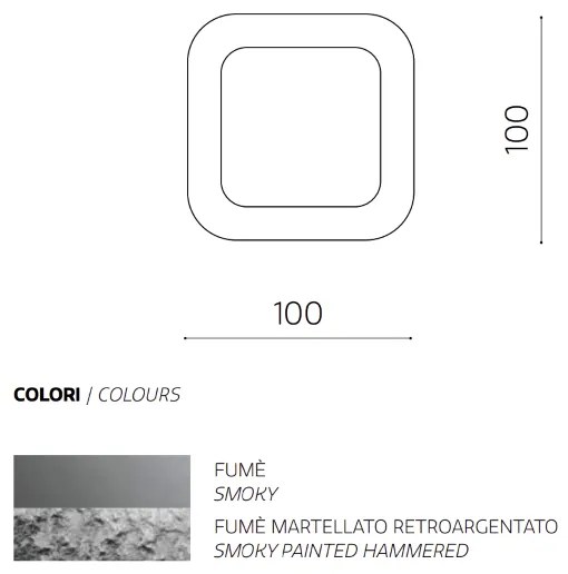 Specchio quadrato Fumč con cornice in vetro PALACE 100x100 cm