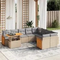 Set Divano da Giardino 10 pz con Cuscini Beige in Polyrattan 3274125