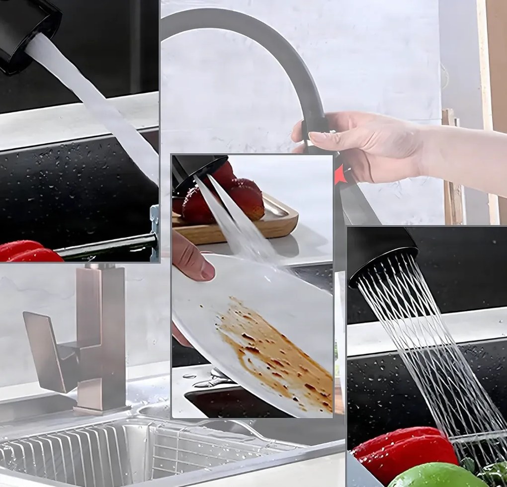 Aeratore per rubinetto EYN DEL1712 orientabile a 360° con 3 getti, disponibile in più finiture — A