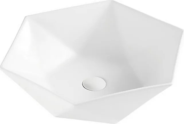Lavabo da appoggio 45cm forma esagonale bianca | Litos-K45 - KAMALU