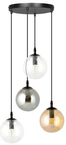 Lampadario a sospensione con filo COSMO 4xE14/10W/230V diametro 40 cm nero/grigio/beige/limpido