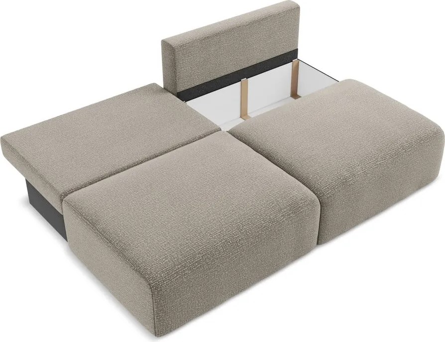 Divano beige allungabile/con contenitore 216 cm Kalena – Makamii