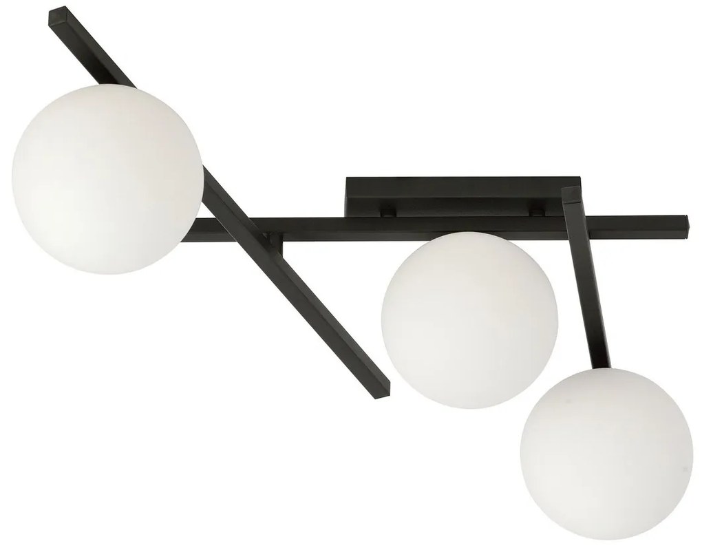 Lampadario da Soffitto in Acciaio e Vetro SMART 3 Nero 3xE14
