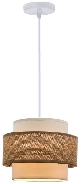 Lampadario a sospensione con filo JUTA 1xE27/40W/230V marrone/bianco