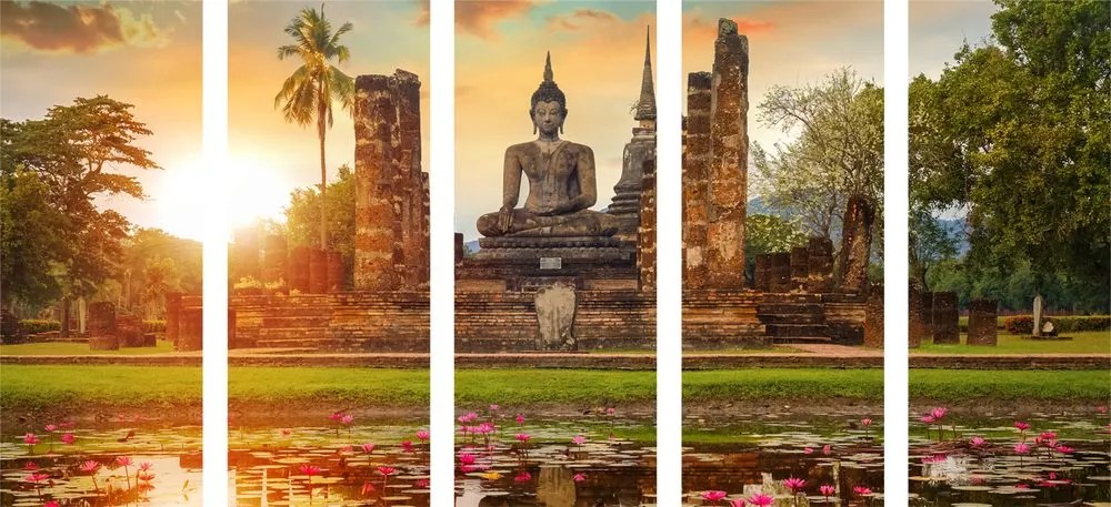 Quadri 5 pezzi – Statua di Buddha nel parco di Sukhothai