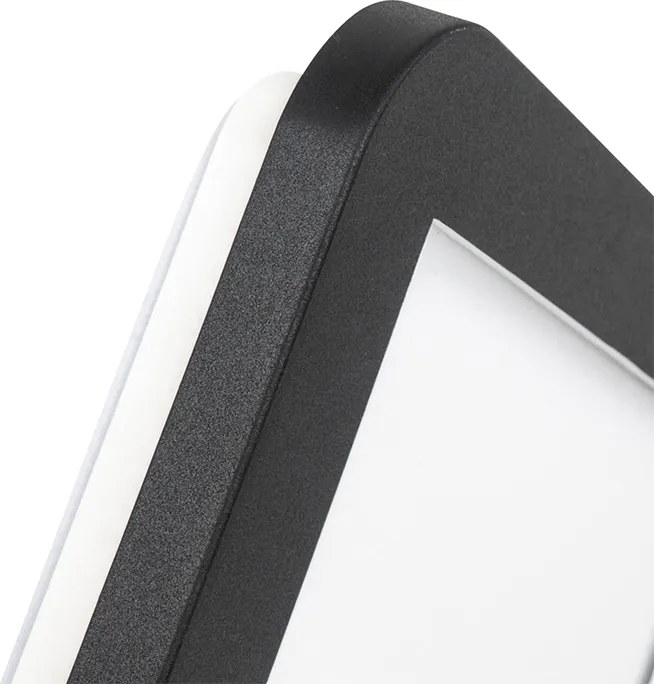 Plafoniera quadrata nera 22,5 cm incl. LED dimmerabile a 3 livelli IP44 - Steve