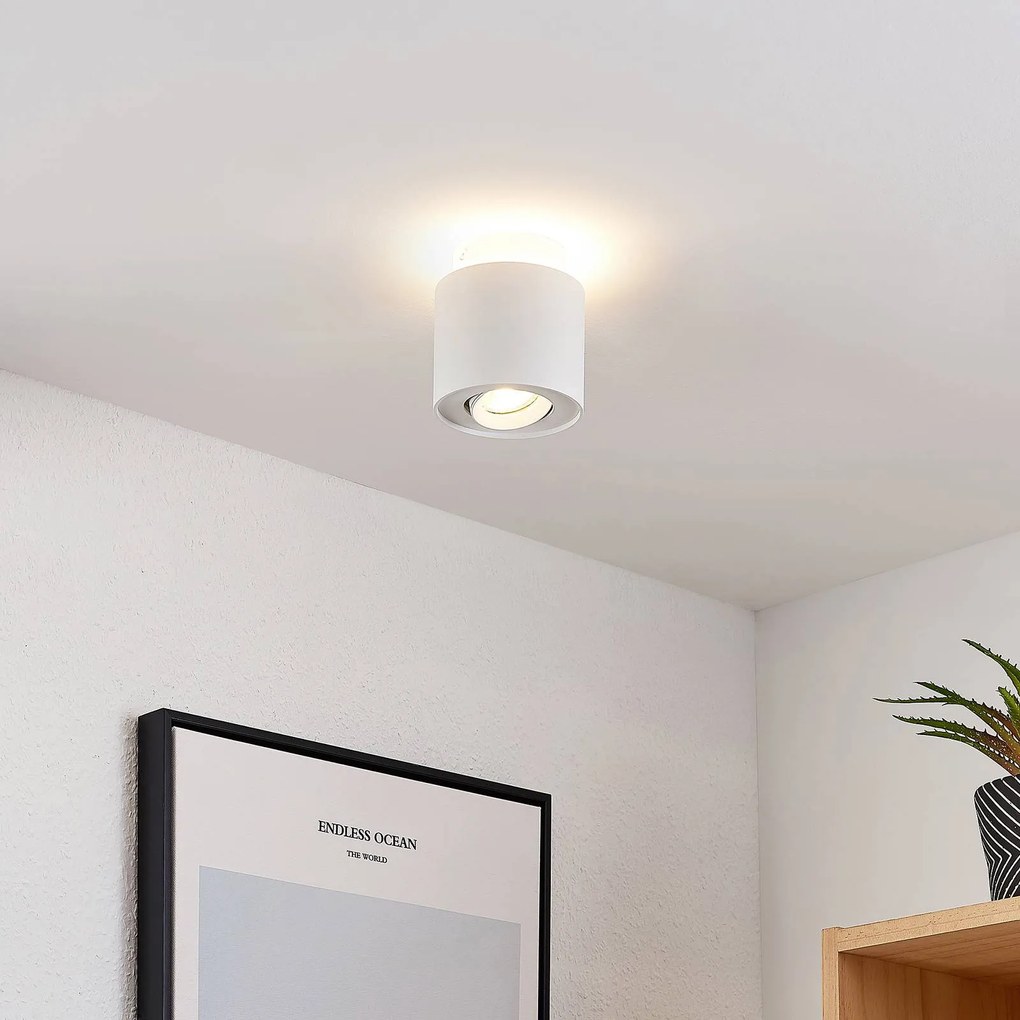 Arcchio plafoniera Walisa, Ø 10 cm, bianco, metallo, GU10 Walisa Arcchio, dimmerabile, Bianco / Opale, Soggiorno / Sala da pranzo, Alluminio, Moderno, Faretto