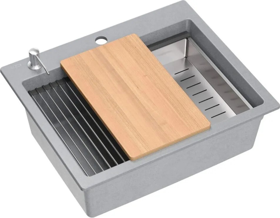 Lavello in granito KURT 110 WORKSTATION Grey Metallic