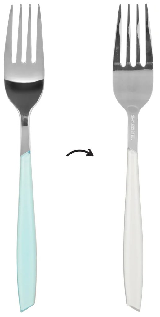 Forchetta da tavola sfusa bicolore azzurro e bianco