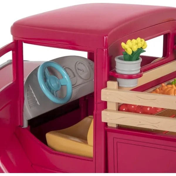 Li'l Woodzeez - Set giocattolo camion dei contadini con stand gastronomico 3xAAA