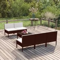 Set Divani da Giardino 6 pz con Cuscini in Polyrattan Marrone 3094319