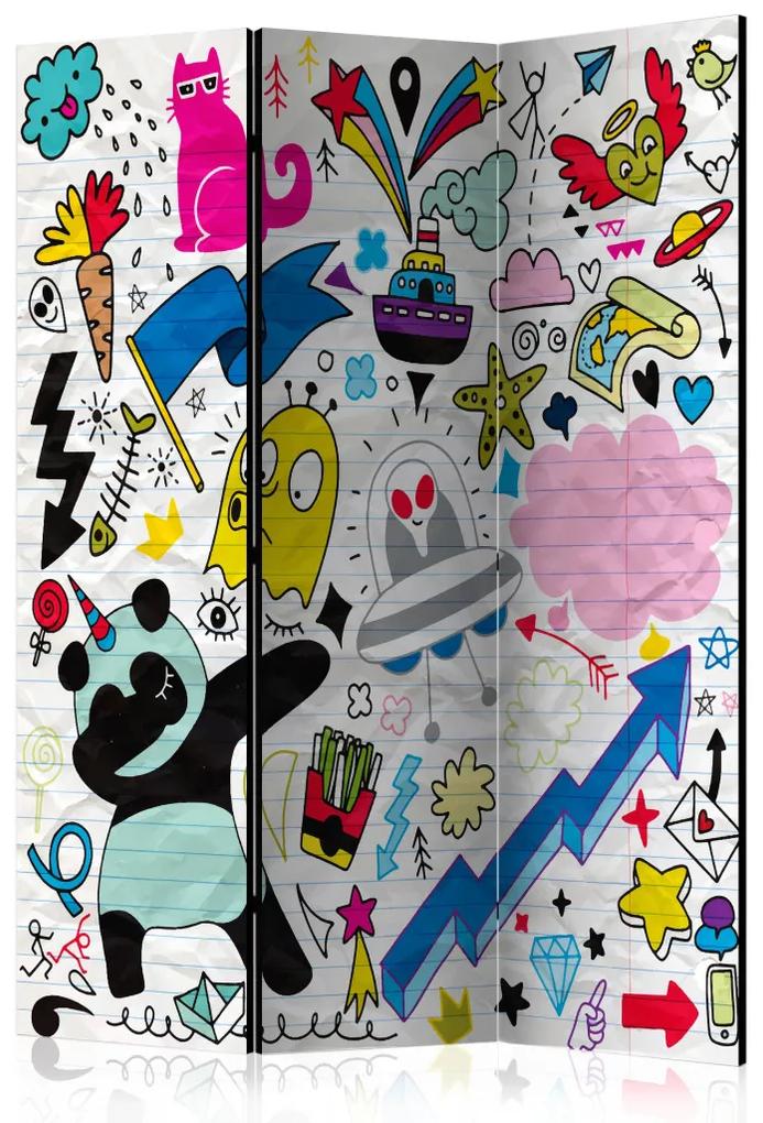 Paravento Panda energica - foglio di carta a righe con disegni fantasy