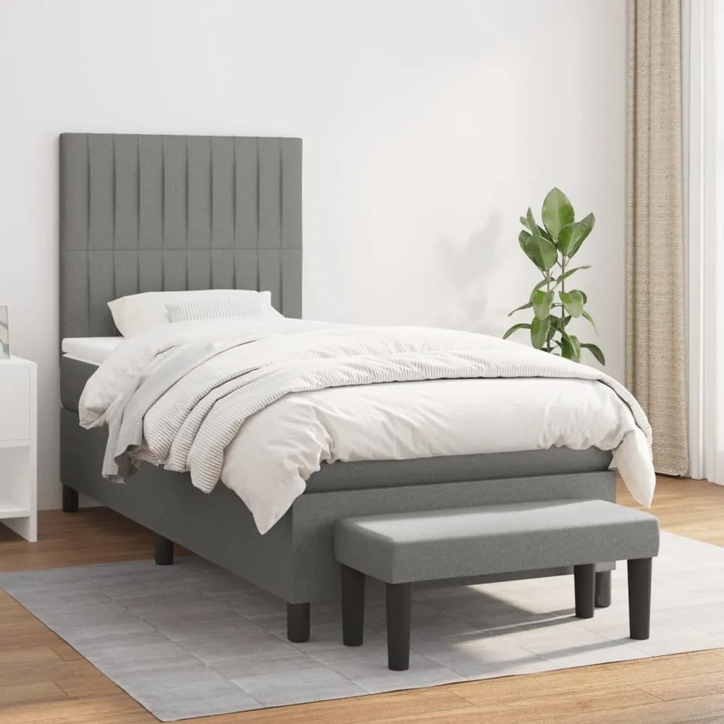 Giroletto A Molle Con Materasso Grigio Scuro 100x200 Cm Tessuto /