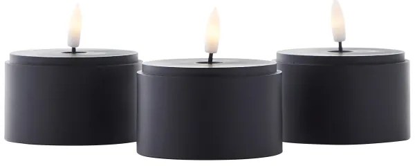 Brilliant - Set di 3 candele LED BOUGIE LED/2xAA IP44 nero/fumé