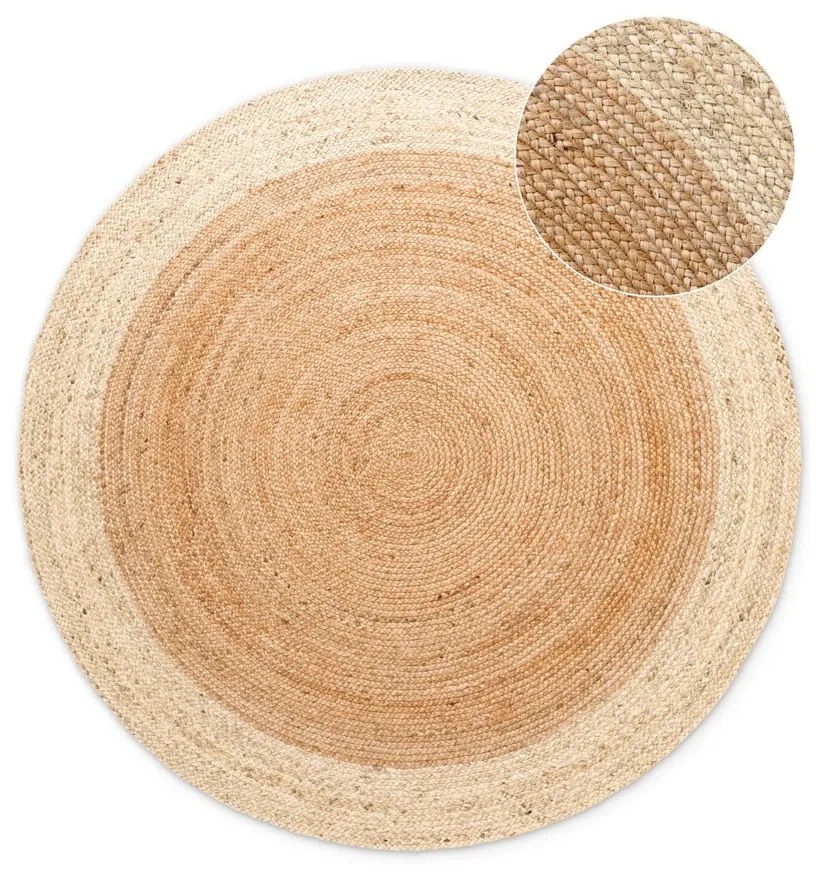 Tappeto rotondo di colore naturale in iuta reversibile e tessuto a mano ø 200 cm Jutta Gold – Hanse Home