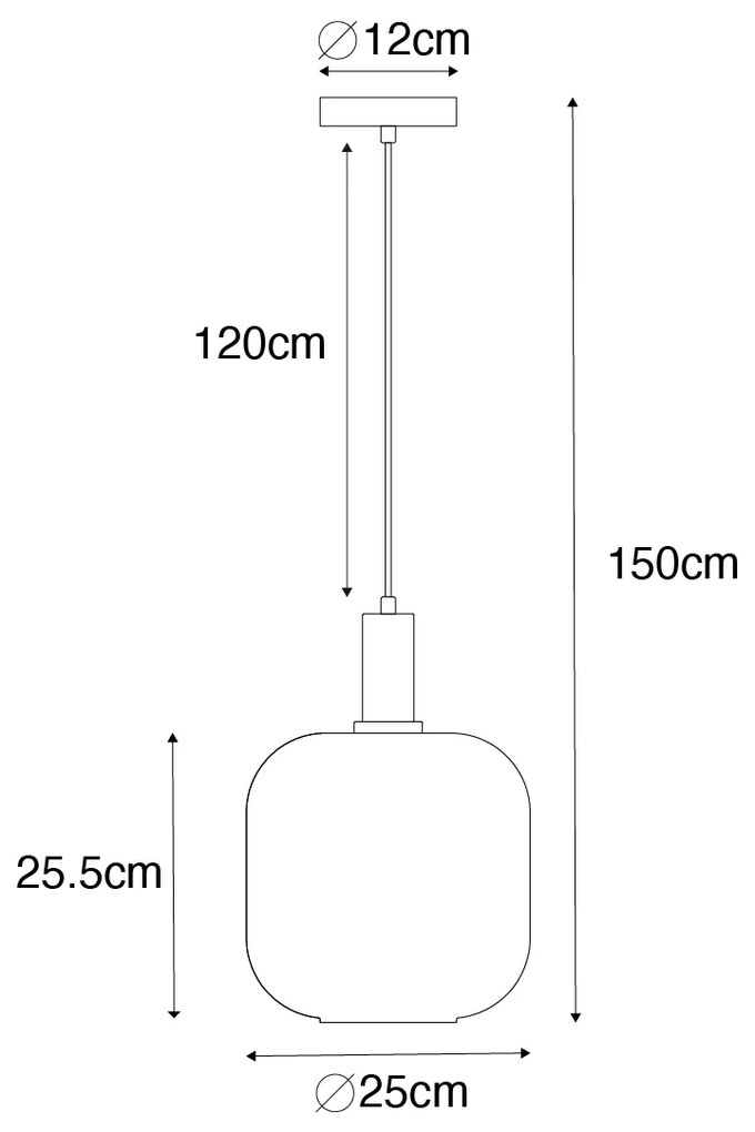 Lampada a sospensione di design nera con ottone e vetro ambrato - Zuzanna