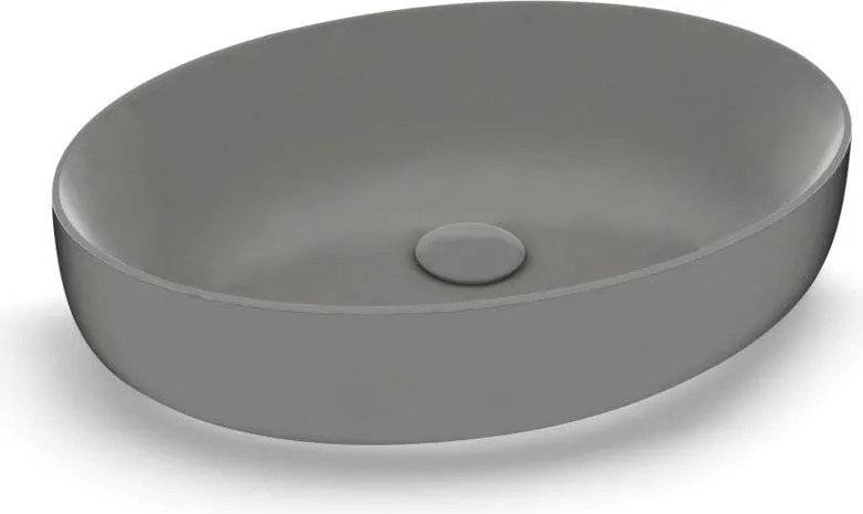 Lavabo da appoggio Metamorfosi OLYMPIA CERAMICA Metamorfosi ovale in ceramica L 55 x H 14 x P 40 cm grigio piletta non inclusa