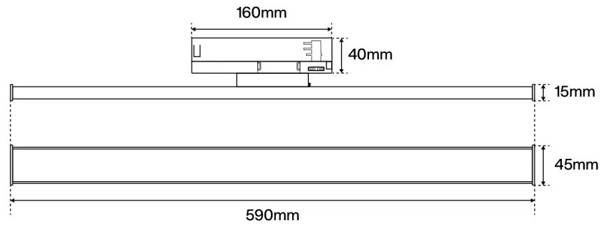 Lampada LED Lineare 34W,binario Trifase,60cm 90° con driver Philips Colore Bianco Variabile CCT