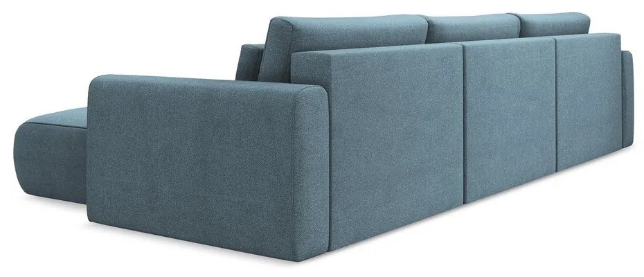 Divano angolare azzurro allungabile/con contenitore (a U) Kapua – Makamii