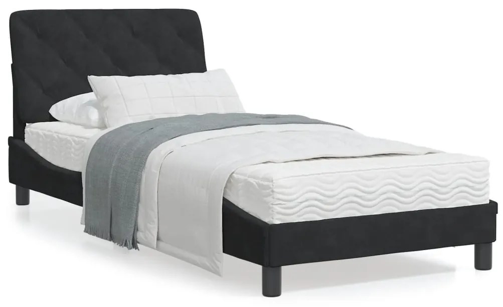 Letto Con Materasso Nero 80x200 Cm İn Velluto /
